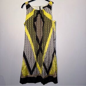 Dana Bachman women’s size medium sleeveless dress black yellow white tan